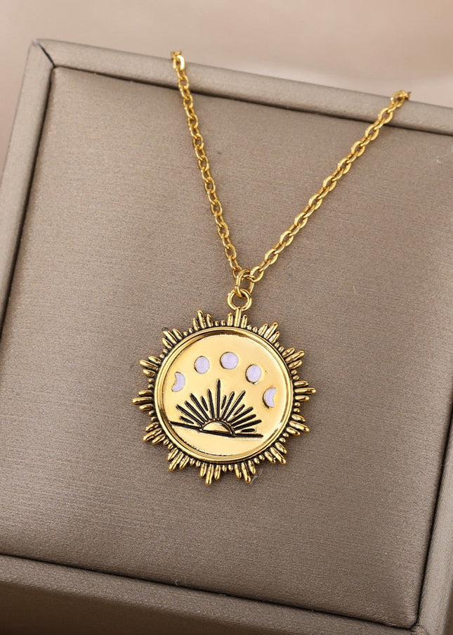 Femme Pendant Necklace | Gold Rising Sun Chain - Gold - Necklaces