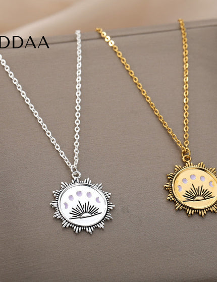 Femme Pendant Necklace | Gold Rising Sun Chain - Silver - Necklaces