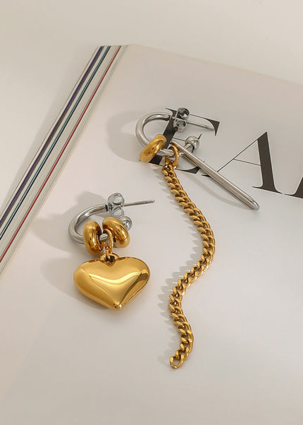 Jieding European and American stainless steel love stud earrings high-quality tassel earrings titanium steel earrings cross-border jewelry