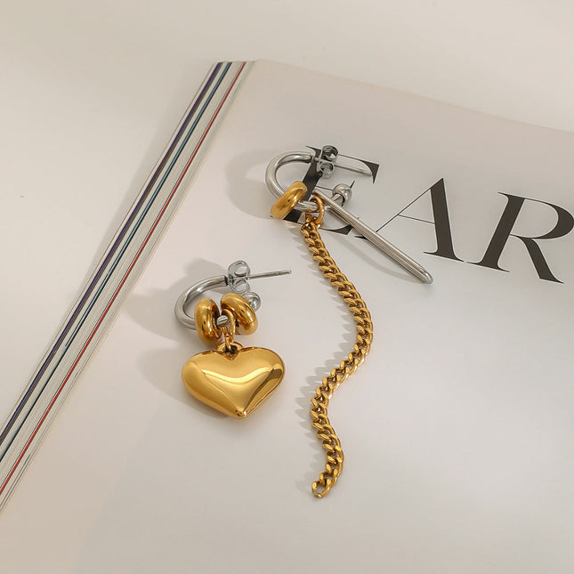 Jieding European and American stainless steel love stud earrings high-quality tassel earrings titanium steel earrings cross-border jewelry