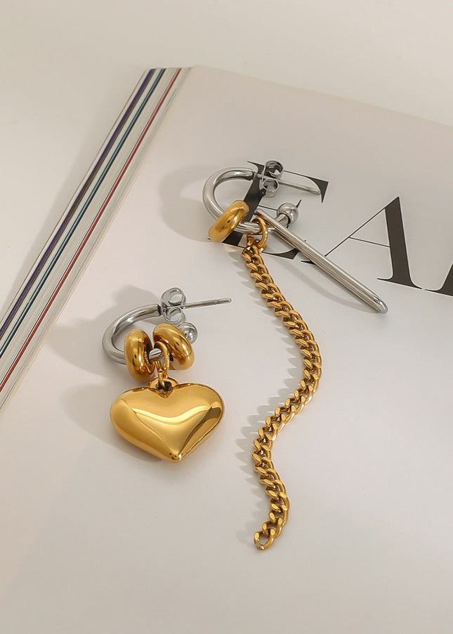 Jieding European and American stainless steel love stud earrings high-quality tassel earrings titanium steel earrings cross-border jewelry