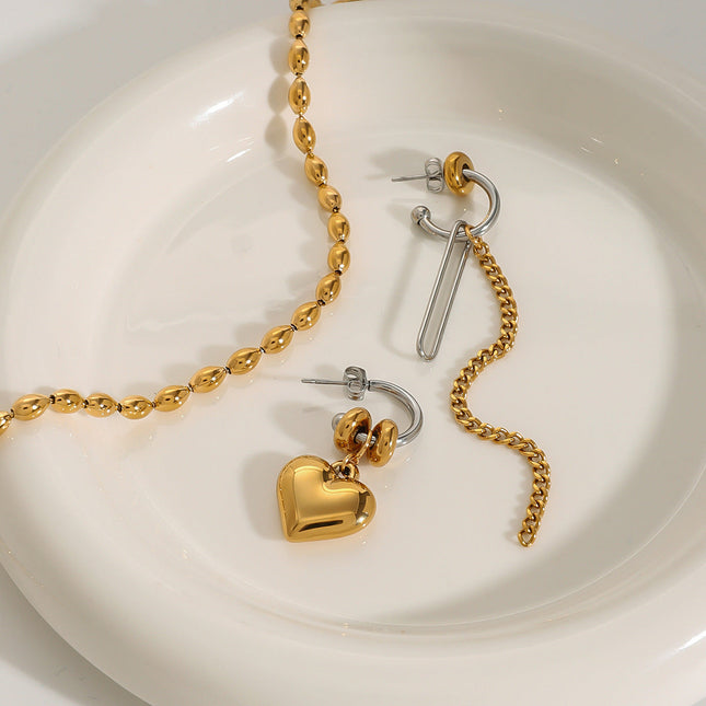 Jieding European and American stainless steel love stud earrings high-quality tassel earrings titanium steel earrings cross-border jewelry