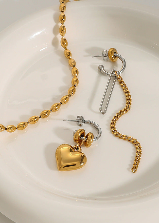 Jieding European and American stainless steel love stud earrings high-quality tassel earrings titanium steel earrings cross-border jewelry