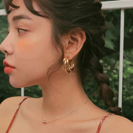 SOUVOIR 14K Gold Plated Earrings Fine Earrings | Gold Multiple Rings Hoop Earrings