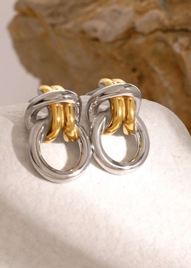 Jieding cross-border European and American stainless steel earrings high-end ins metal jewelry titanium steel electroplating does not fade stud earrings women