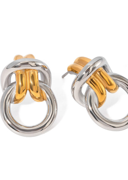 Jieding cross-border European and American stainless steel earrings high-end ins metal jewelry titanium steel electroplating does not fade stud earrings women