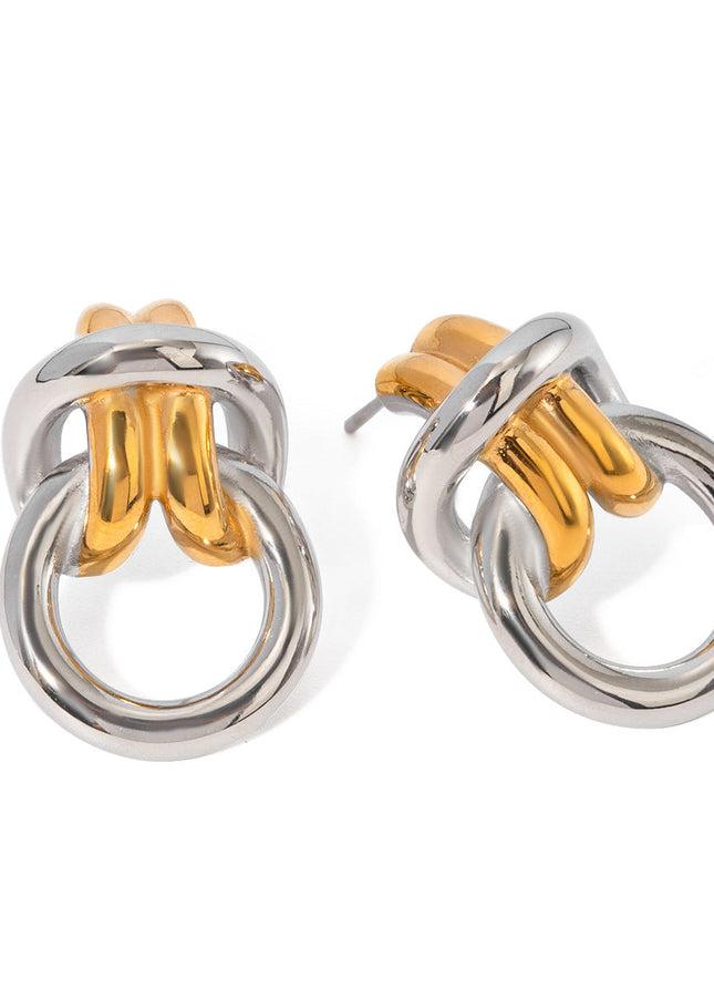 Jieding cross-border European and American stainless steel earrings high-end ins metal jewelry titanium steel electroplating does not fade stud earrings women