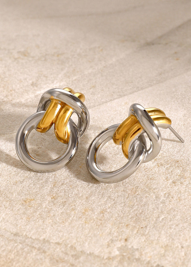 Jieding cross-border European and American stainless steel earrings high-end ins metal jewelry titanium steel electroplating does not fade stud earrings women