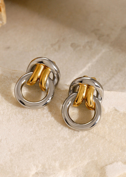 Jieding cross-border European and American stainless steel earrings high-end ins metal jewelry titanium steel electroplating does not fade stud earrings women