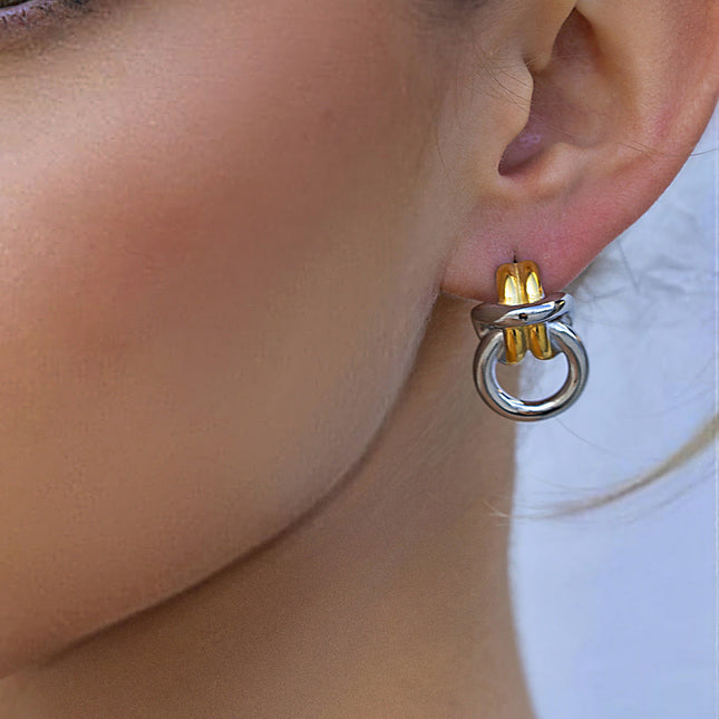 Jieding cross-border European and American stainless steel earrings high-end ins metal jewelry titanium steel electroplating does not fade stud earrings women