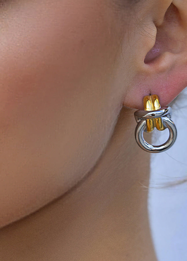 Jieding cross-border European and American stainless steel earrings high-end ins metal jewelry titanium steel electroplating does not fade stud earrings women