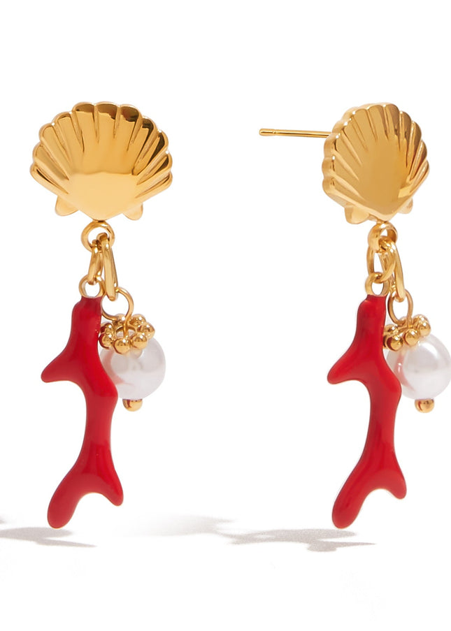 Jieding cross-border pearl stud earrings drip oil stainless steel earrings are light luxury, high-end titanium steel earrings, and the design sense is niche