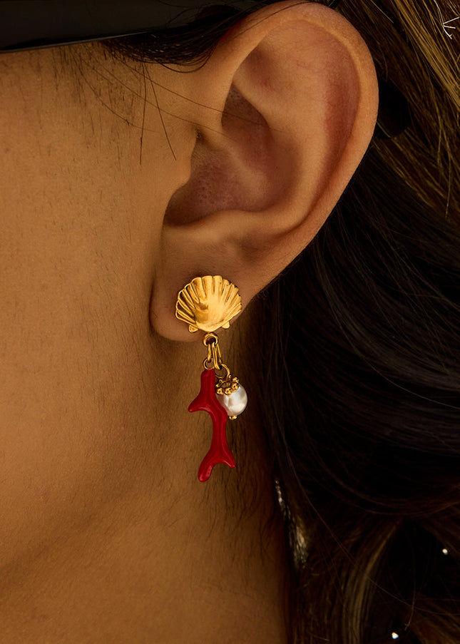Jieding cross-border pearl stud earrings drip oil stainless steel earrings are light luxury, high-end titanium steel earrings, and the design sense is niche