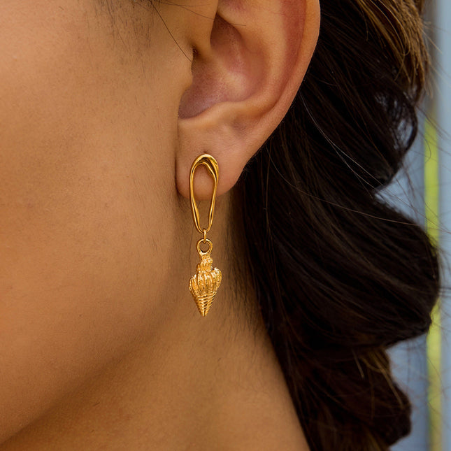 Jieding cross-border 18k gold-plated stainless steel earrings, light luxury, high-end earrings, titanium steel jewelry, cross-border earrings