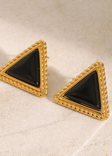 Jieding European and American stainless steel black agate stud earrings high-quality commuter earrings titanium steel earrings cross-border earrings