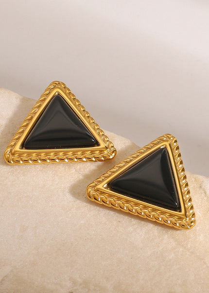 Jieding European and American stainless steel black agate stud earrings high-quality commuter earrings titanium steel earrings cross-border earrings