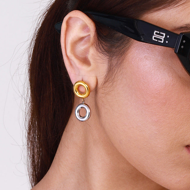 Jieding European and American stainless steel circle earrings, high-end niche earrings, titanium steel earrings, earrings, cross-border jewelry