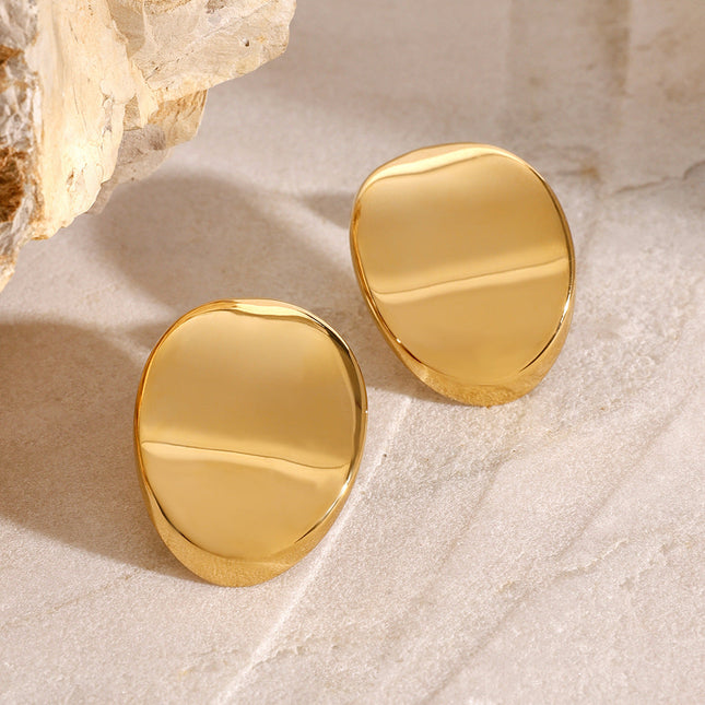 Jieding European and American stainless steel oval stud earrings high-quality personality earrings titanium steel earrings earrings cross-border jewelry