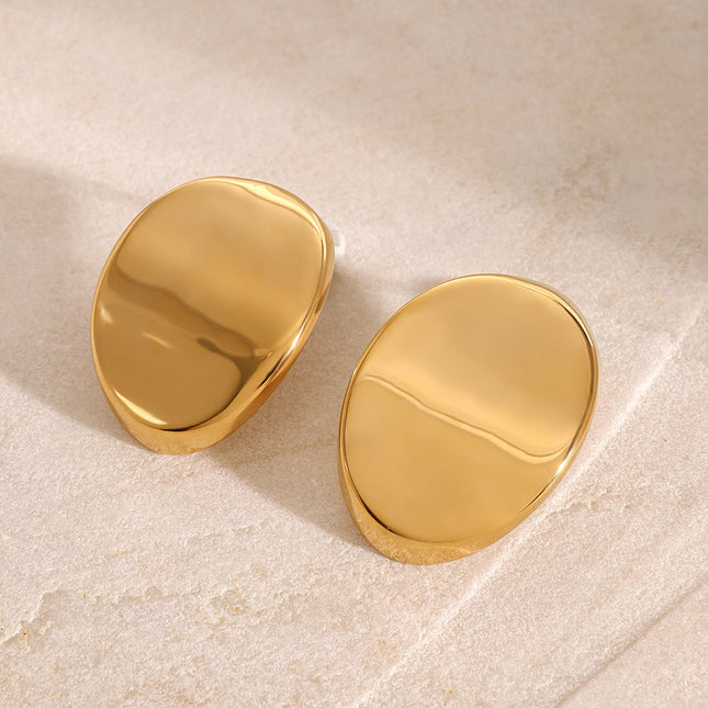 Jieding European and American stainless steel oval stud earrings high-quality personality earrings titanium steel earrings earrings cross-border jewelry