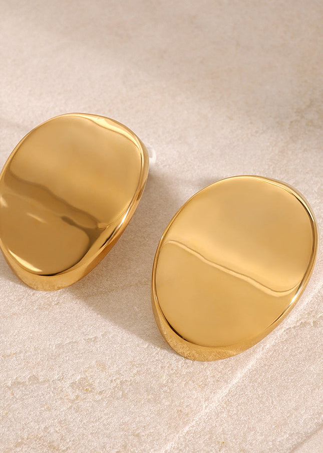 Jieding European and American stainless steel oval stud earrings high-quality personality earrings titanium steel earrings earrings cross-border jewelry