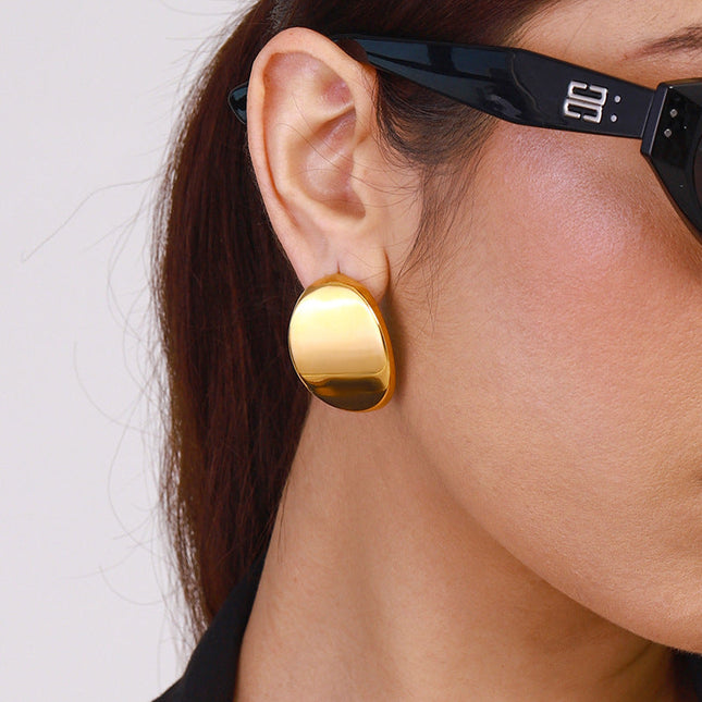 Jieding European and American stainless steel oval stud earrings high-quality personality earrings titanium steel earrings earrings cross-border jewelry