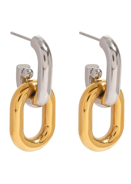 Jieding European and American stainless steel color-blocked geometric stud earrings high-end ins earrings titanium steel earrings cross-border earrings