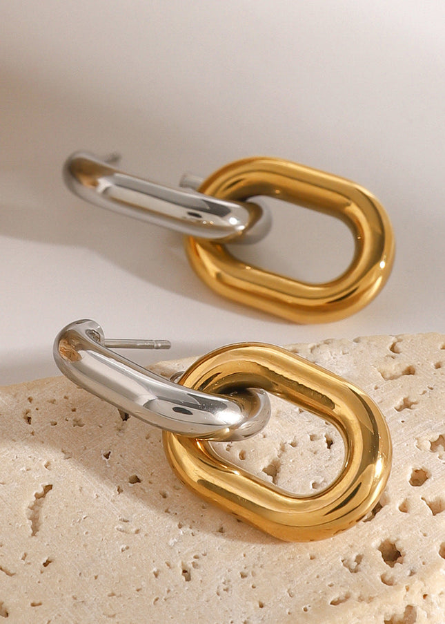 Jieding European and American stainless steel color-blocked geometric stud earrings high-end ins earrings titanium steel earrings cross-border earrings