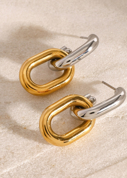 Jieding European and American stainless steel color-blocked geometric stud earrings high-end ins earrings titanium steel earrings cross-border earrings