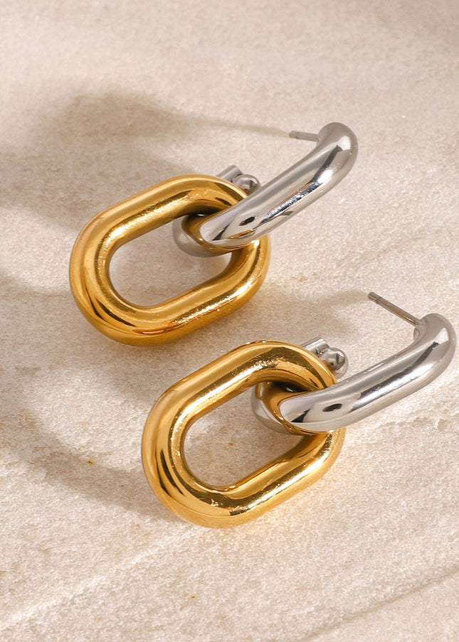 Jieding European and American stainless steel color-blocked geometric stud earrings high-end ins earrings titanium steel earrings cross-border earrings