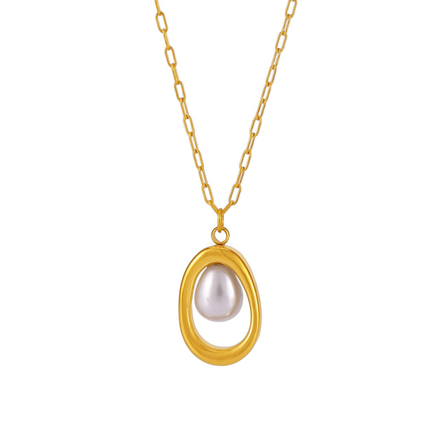 Mystery Stainless Steel Gold Ingot Pearl Necklace Small Fashion 18K Real Gold Niche Necklace Jewelry Stock Wholesale