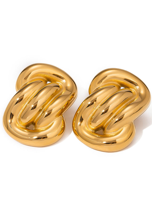 Jieding European and American stainless steel earrings premium sense earrings 18k gold irregular earrings titanium steel color-retaining jewelry cross-border