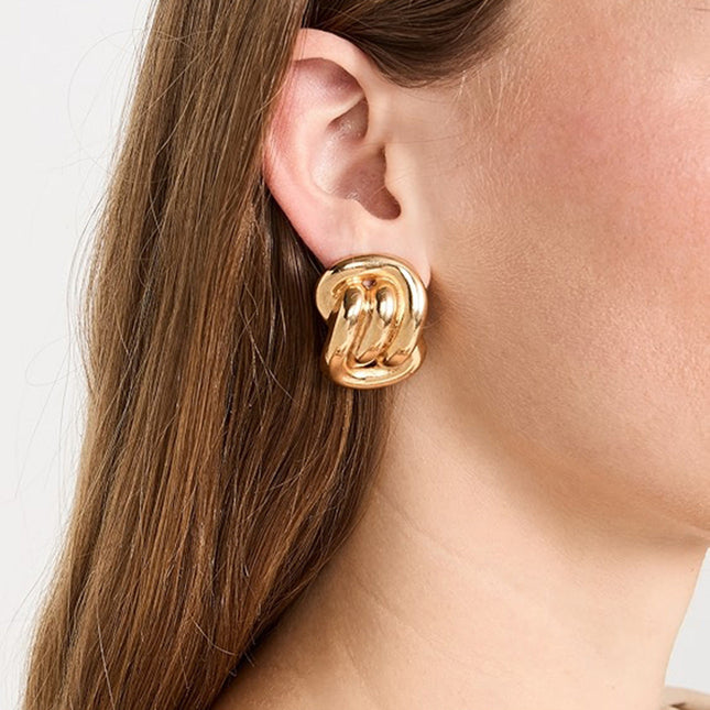 Jieding European and American stainless steel earrings premium sense earrings 18k gold irregular earrings titanium steel color-retaining jewelry cross-border