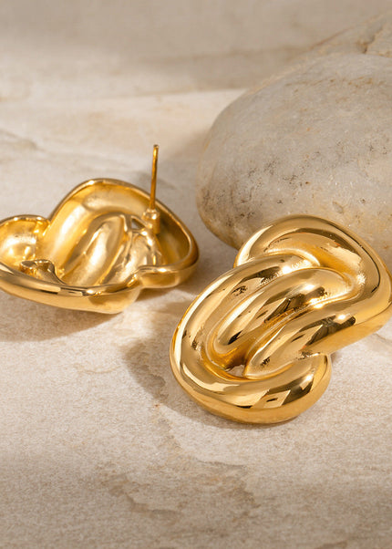 Jieding European and American stainless steel earrings premium sense earrings 18k gold irregular earrings titanium steel color-retaining jewelry cross-border