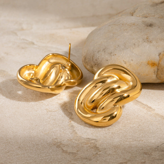 Jieding European and American stainless steel earrings premium sense earrings 18k gold irregular earrings titanium steel color-retaining jewelry cross-border