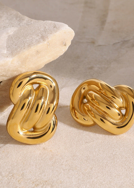 Jieding European and American stainless steel earrings premium sense earrings 18k gold irregular earrings titanium steel color-retaining jewelry cross-border