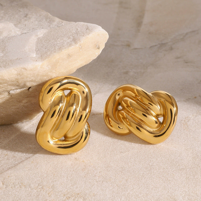 Jieding European and American stainless steel earrings premium sense earrings 18k gold irregular earrings titanium steel color-retaining jewelry cross-border