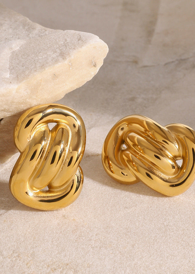 Jieding European and American stainless steel earrings premium sense earrings 18k gold irregular earrings titanium steel color-retaining jewelry cross-border