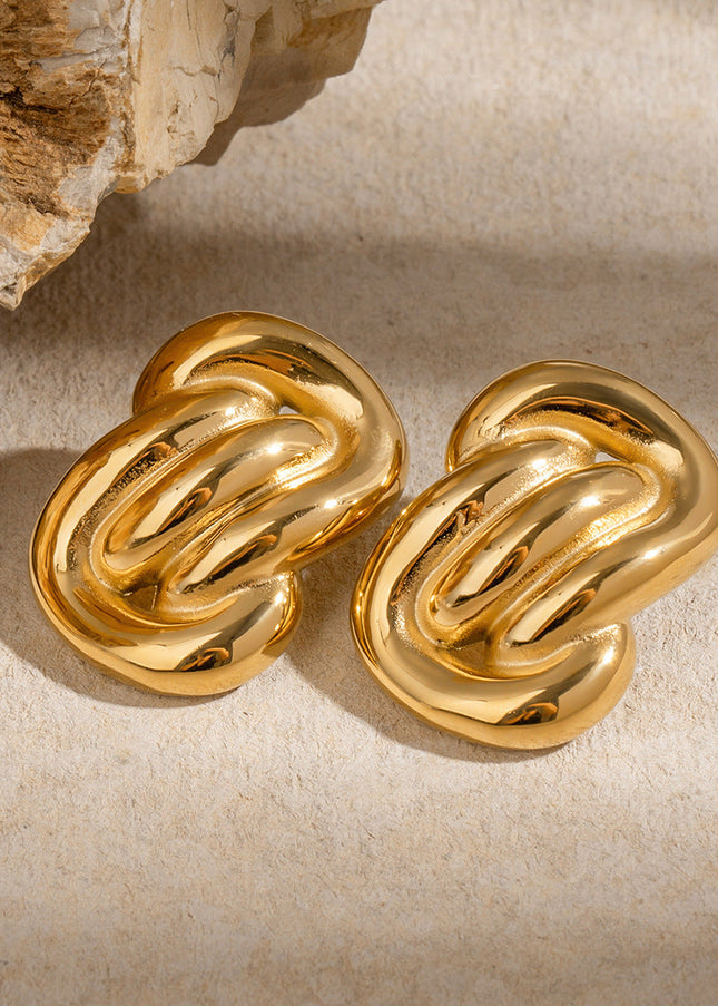 Jieding European and American stainless steel earrings premium sense earrings 18k gold irregular earrings titanium steel color-retaining jewelry cross-border