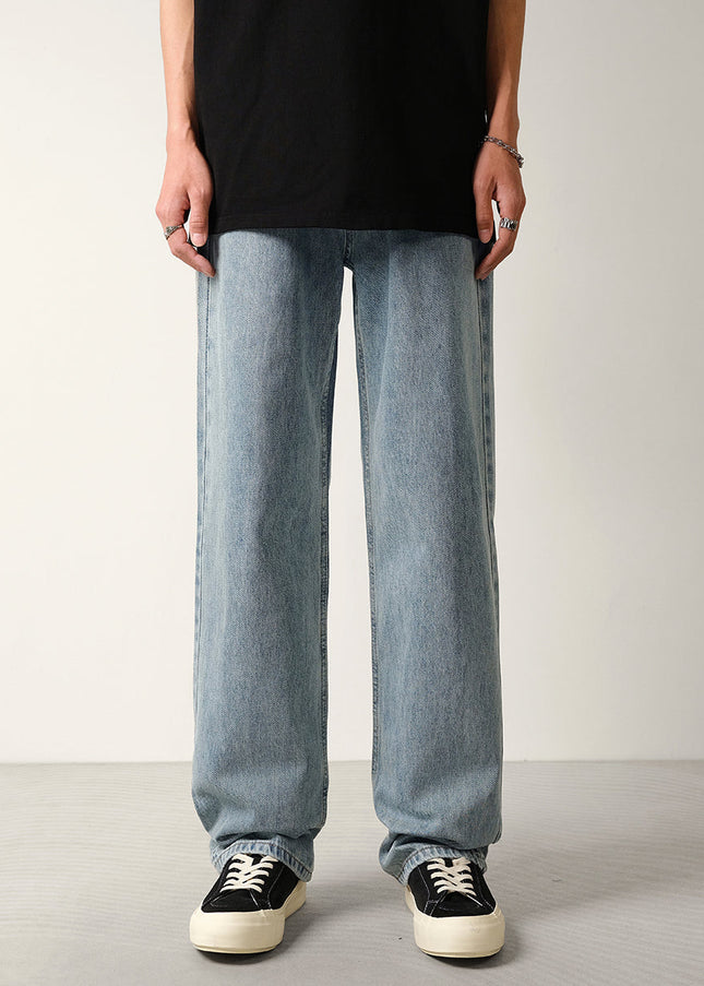 Fog Nostalgic Wash Loose Wide-Leg Jeans for Men - 28 / Mid Blue - Men’s Jeans