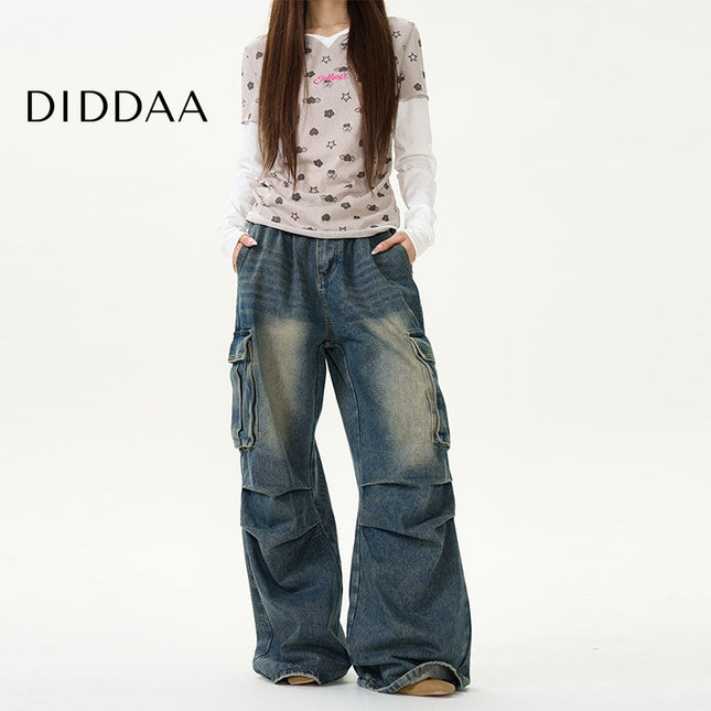 Fried Street Multi-Pocket Cargo Jeans for Men - S / Mid Blue - Women’s Jeans