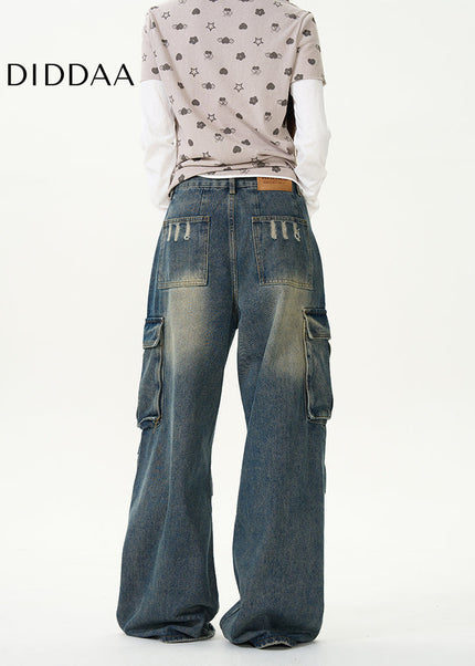 Fried Street Multi-Pocket Cargo Jeans for Men - Women’s Jeans