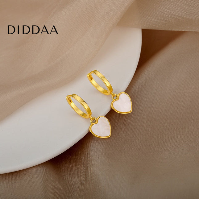 Fromage Earrings | Gold Cute Heart Hoop Earrings - Earrings