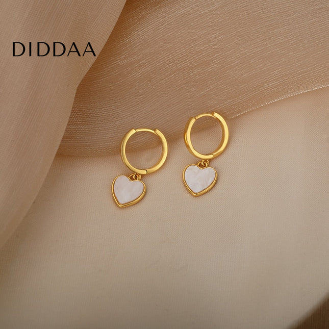Fromage Earrings | Gold Cute Heart Hoop Earrings - Earrings