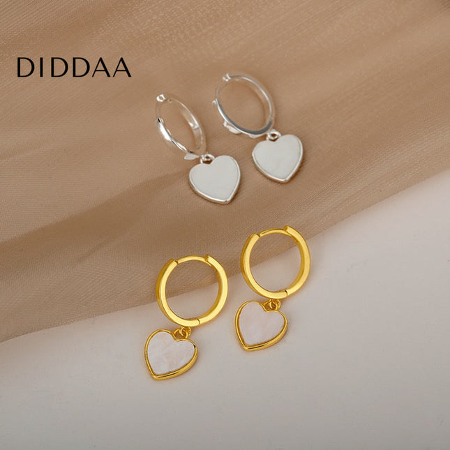Fromage Earrings | Gold Cute Heart Hoop Earrings - Silver - Earrings