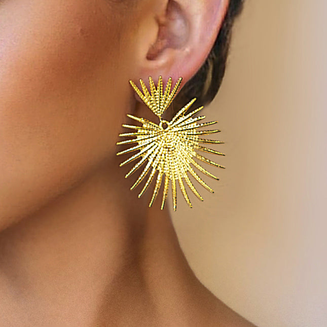 Jieding cross-border European and American stainless steel leaf earrings, high-end ins, studs, women's jewelry, electroplating without fading earrings