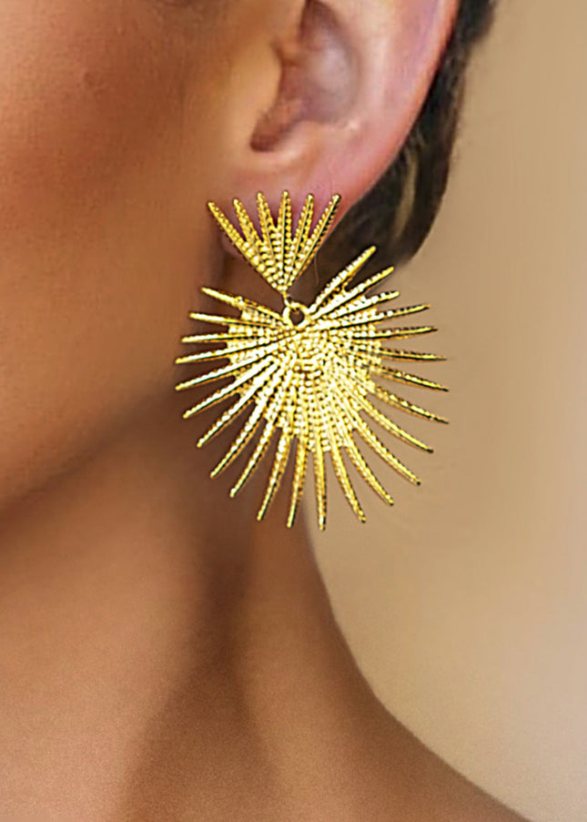 Jieding cross-border European and American stainless steel leaf earrings, high-end ins, studs, women's jewelry, electroplating without fading earrings