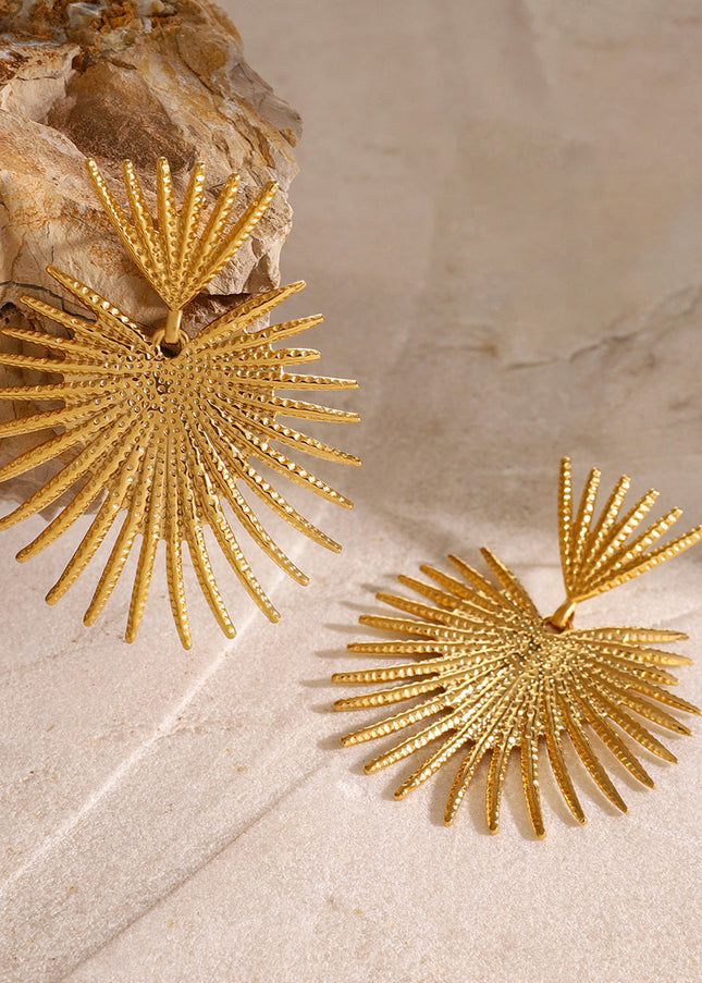 Jieding cross-border European and American stainless steel leaf earrings, high-end ins, studs, women's jewelry, electroplating without fading earrings