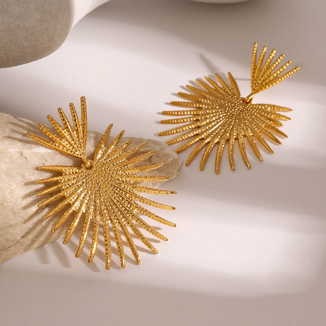 Jieding cross-border European and American stainless steel leaf earrings, high-end ins, studs, women's jewelry, electroplating without fading earrings