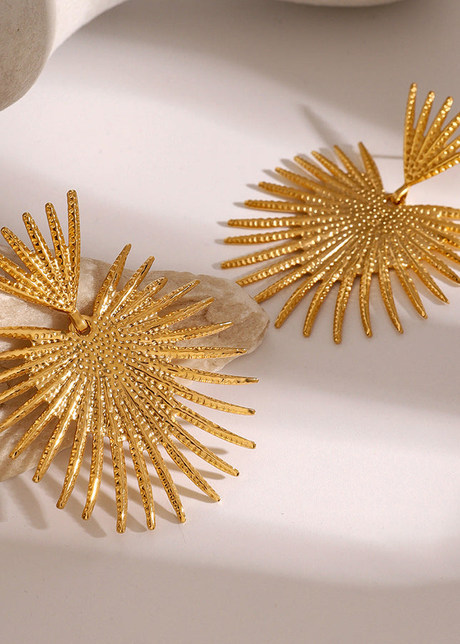 Jieding cross-border European and American stainless steel leaf earrings, high-end ins, studs, women's jewelry, electroplating without fading earrings