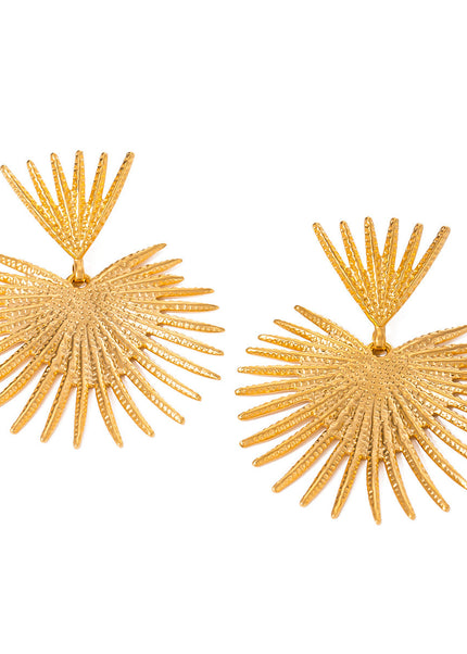 Jieding cross-border European and American stainless steel leaf earrings, high-end ins, studs, women's jewelry, electroplating without fading earrings